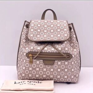 Kate Spade Flower Monogram Coated Canvas Mia Flap Medium Backpack